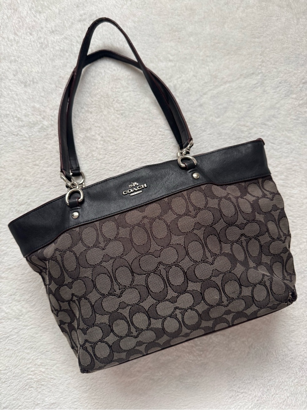 Coach Brown and Black Signature Jacquard Tote